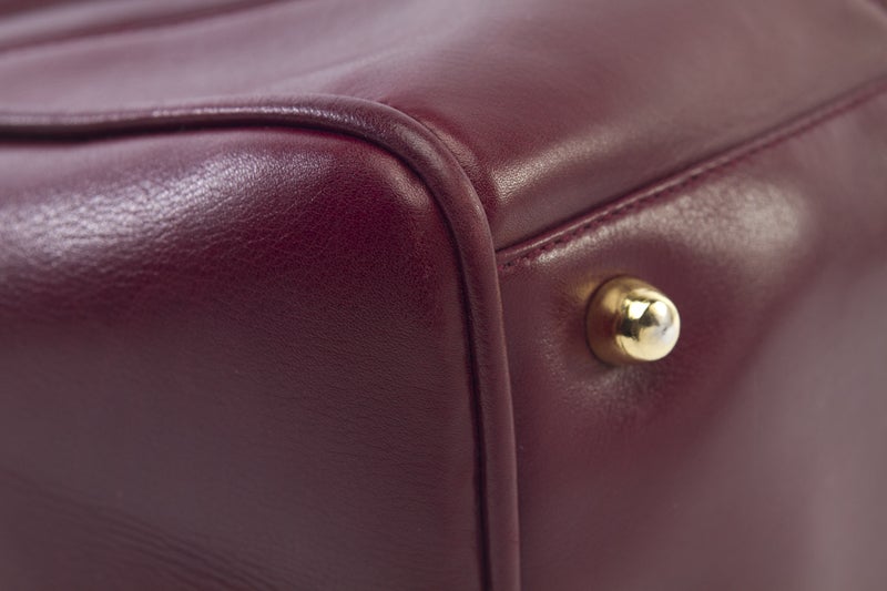 Chanel Burgundy Lamb Chevron Boston Speedy Bag Rare 1