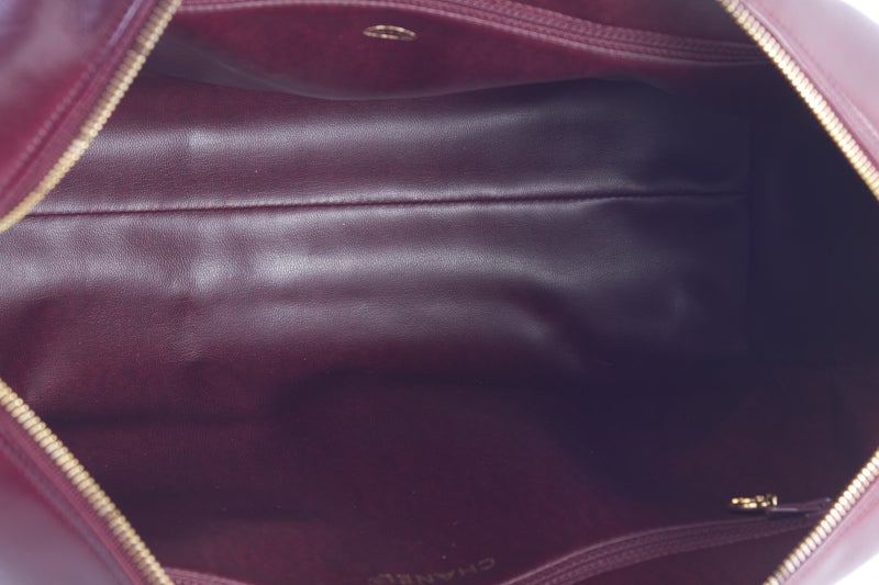 Chanel Burgundy Lamb Chevron Boston Speedy Bag Rare 3