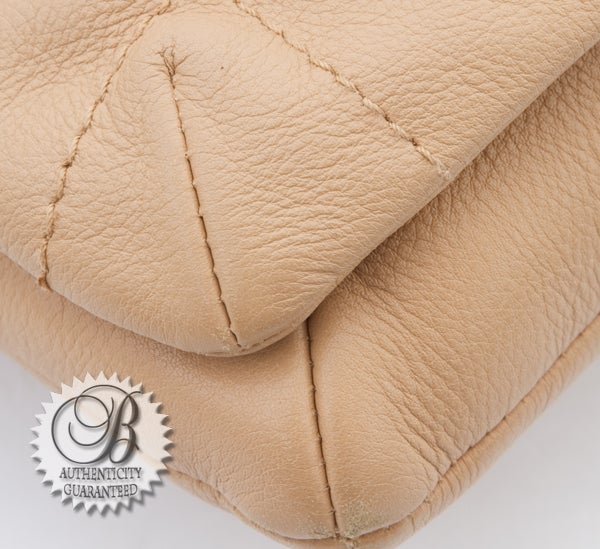 CHANEL Camel Tan Mademoiselle Lambskin Pochette Bag For Sale 2