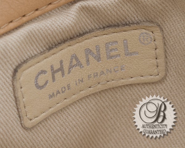 CHANEL Camel Tan Mademoiselle Lambskin Pochette Bag For Sale 5