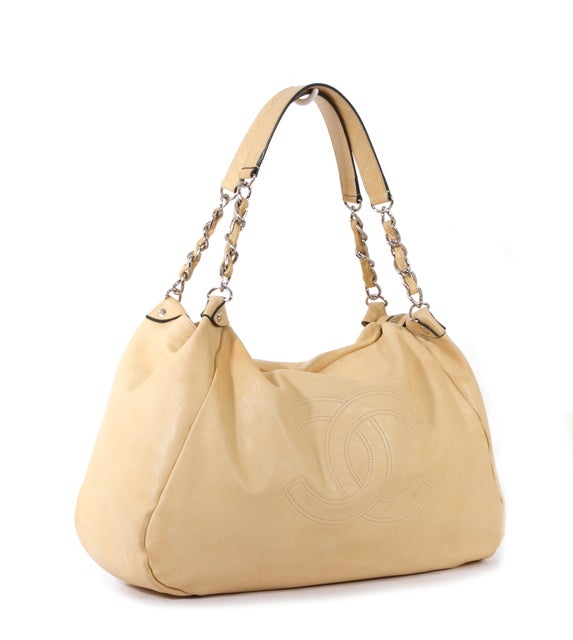 CHANEL Large EDGY Beige Vanilla CC Soft Caviar Hobo Bag