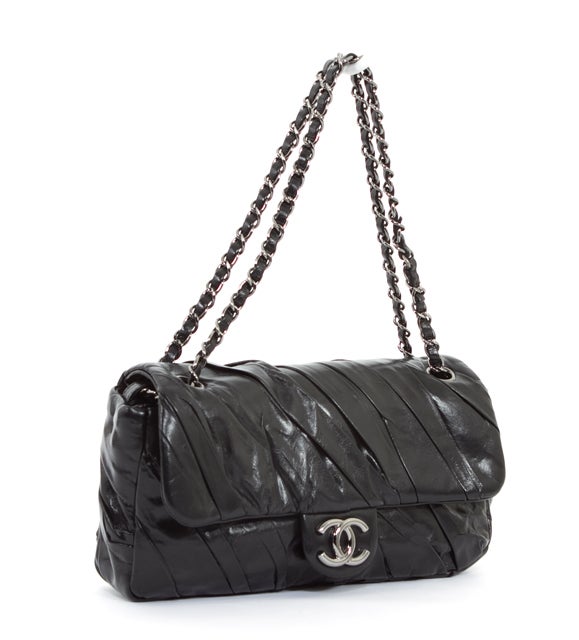 CHANEL Black Lamb Leather Twisted Flap 2.55 Bag