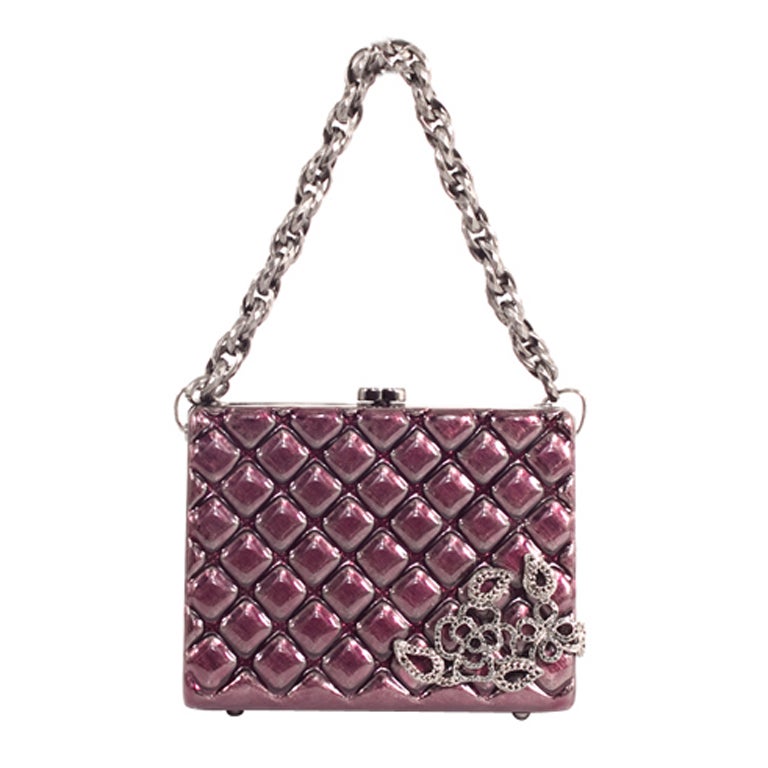 CHANEL Mini Jeweled Swarovski Metal Box Evening Chain Bag
