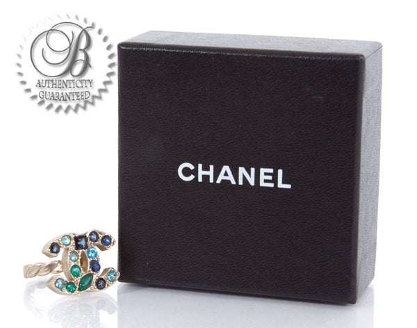Women's CHANEL Multicolor Gem Stone CC Logo Ring
