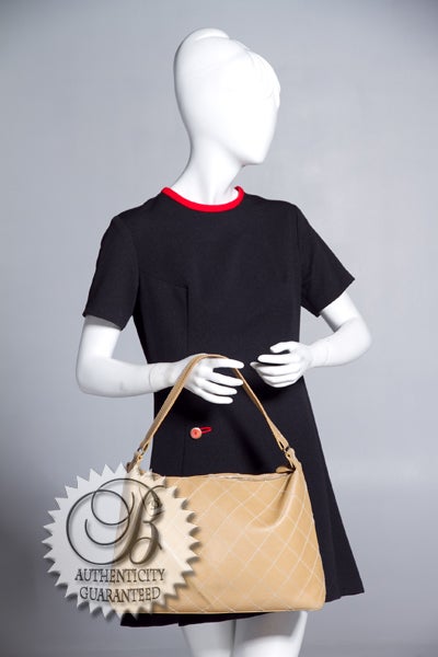 CHANEL Beige Leather Surpique Contrast Stitch Hobo Bag For Sale 7