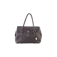 FENDI Linda Pebbled Chocolate Brown Purse Bag