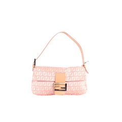 FENDI Pink Beige Zucchino Pochette Baguette