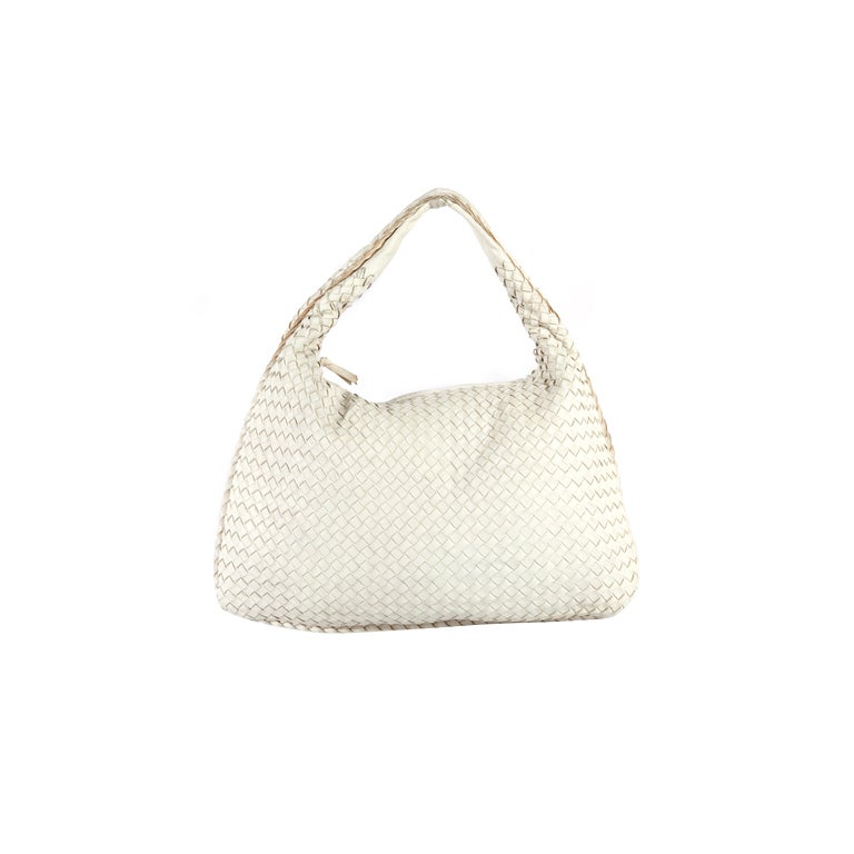 BOTTEGA VENETA White Large Woven Hobo Bag For Sale