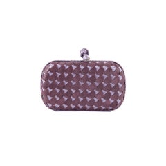 BOTTEGA VENETA Eggplant Ayers Snakeskin Chevre Leather KNOT Clut