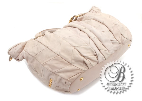 Women's MIU MIU Napa Beige Leather Large Patchwork Tote Bag For Sale