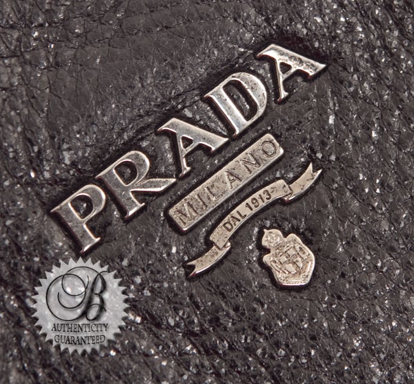 PRADA Cervo Luxe Metallic Black Leather Dual Chain Strap Bag For Sale 2