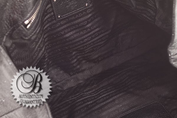 PRADA Cervo Luxe Metallic Black Leather Dual Chain Strap Bag For Sale 3