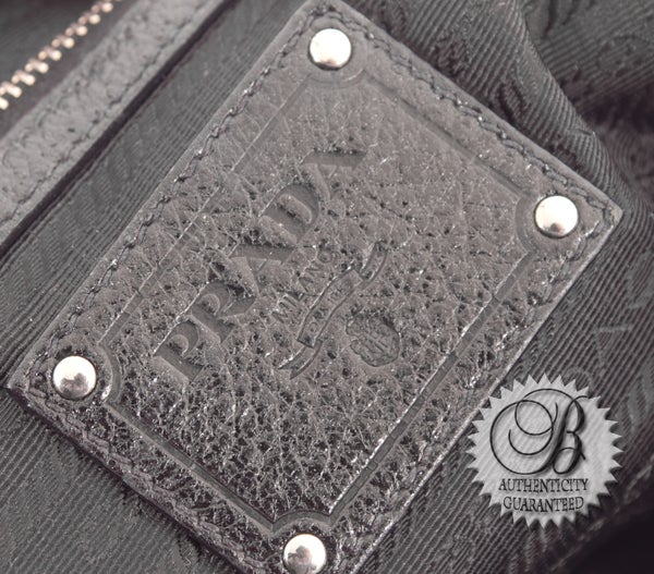 PRADA Cervo Luxe Metallic Black Leather Dual Chain Strap Bag For Sale 4