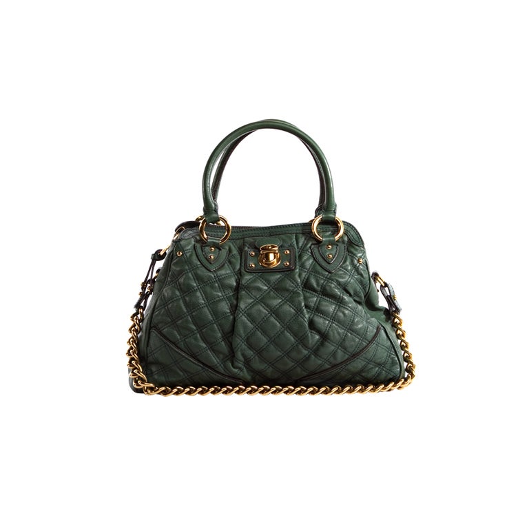 MARC JACOBS Green Quilted Alyona Tote Bag For Sale