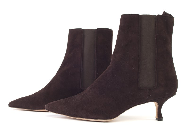 Women's MANOLO BLAHNIK Brown Suede Ankle Boots New 9.5 For Sale