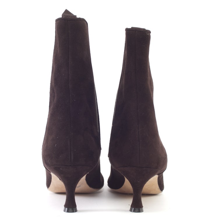 MANOLO BLAHNIK Brown Suede Ankle Boots New 9.5 For Sale 2