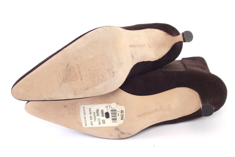 MANOLO BLAHNIK Brown Suede Ankle Boots New 9.5 For Sale 3