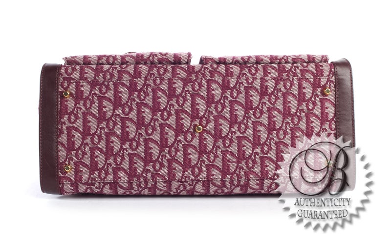 CHRISTIAN DIOR Red Burgundy Monogram Satchel Bag For Sale 1