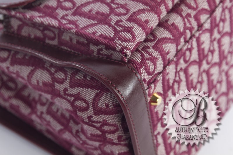 CHRISTIAN DIOR Red Burgundy Monogram Satchel Bag For Sale 2