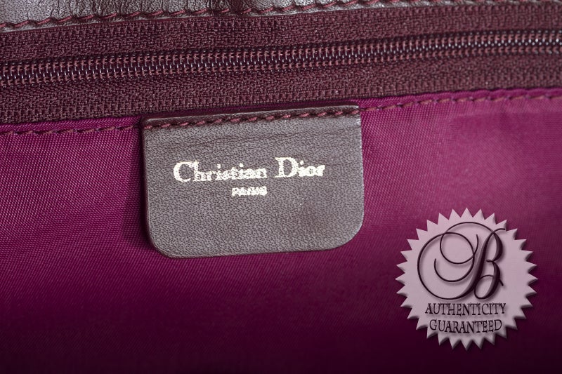 CHRISTIAN DIOR Red Burgundy Monogram Satchel Bag For Sale 4