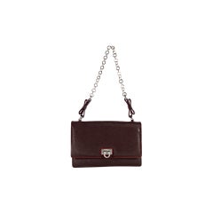 FERRAGAMO Brown Burgundy Leather Chain Strap Bag Purse