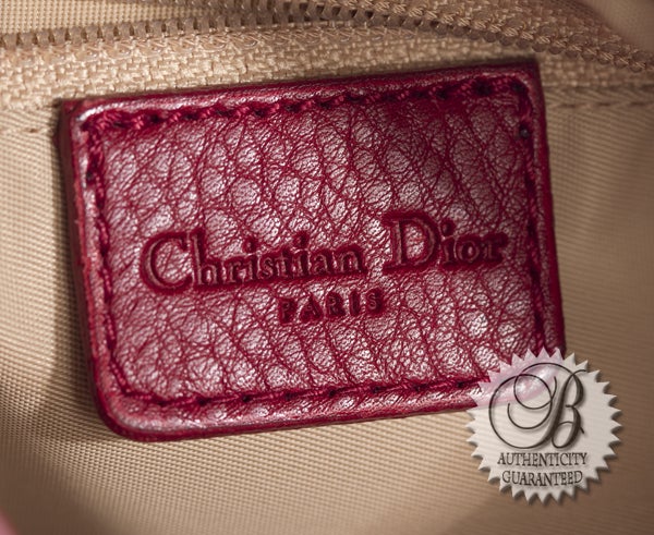 CHRISTIAN DIOR Beige w Red Trim Monogram Pochette Bag For Sale 3