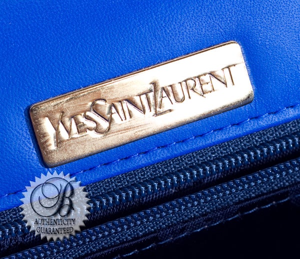 YSL Yves Saint Laurent Azur Blue Y Clutch Crossbody Bag 6