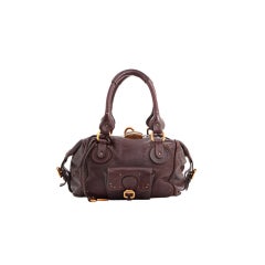 CHLOE Brown Leather Front Pocket Paddington Satchel Bag
