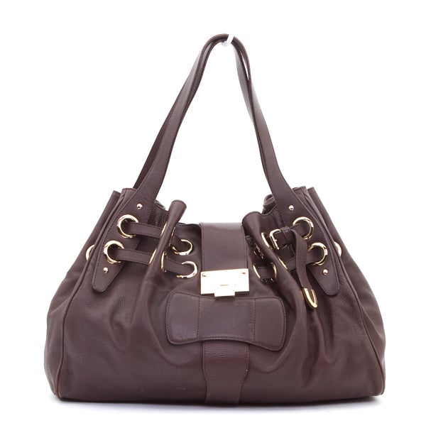 JIMMY CHOO Large Chocolate Brown Nappa RAMONA Shopper Bag
