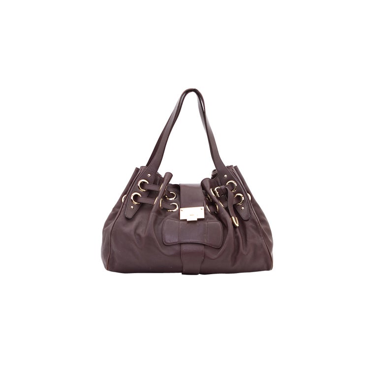 JIMMY CHOO Large Chocolate Brown Nappa RAMONA Shopper Bag For Sale