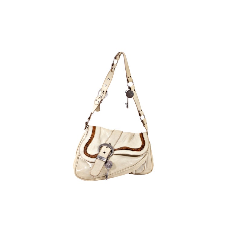 CHRISTIAN DIOR Ivory Beige GAUCHO Shoulder Bag For Sale