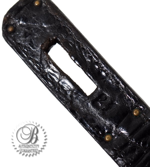 HERMES Black Porosus Crocodile 32 cm Kelly Bag Authentic For Sale 4