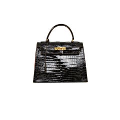 Hermès Black Alligator Lisse Kelly Sellier 35cm QGB0QJ02KB001