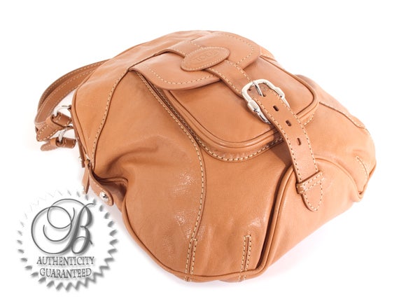 Women's TOD'S Camel Nappa Leather Treccia Bauletto Satchel Bag