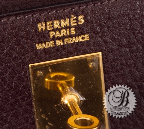 HERMES Clemence Brown Kelly 40 cm Handbag Gold Hardware For Sale 4