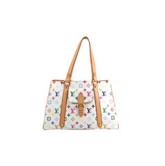 LOUIS VUITTON White Multicolor Murakami Aurelia MM Tote Bag