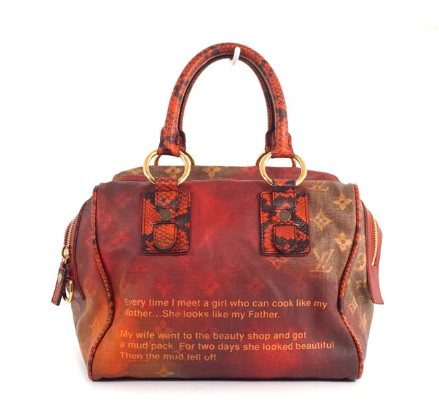 This is an authentic LOUIS VUITTON Richard Prince Monogram Jokes Mancrazy Bag. This design series, executed flawlessly by the house of Vuitton with the artistic genius of Richard Prince at hand, is an absolute collector's piece as well as a super