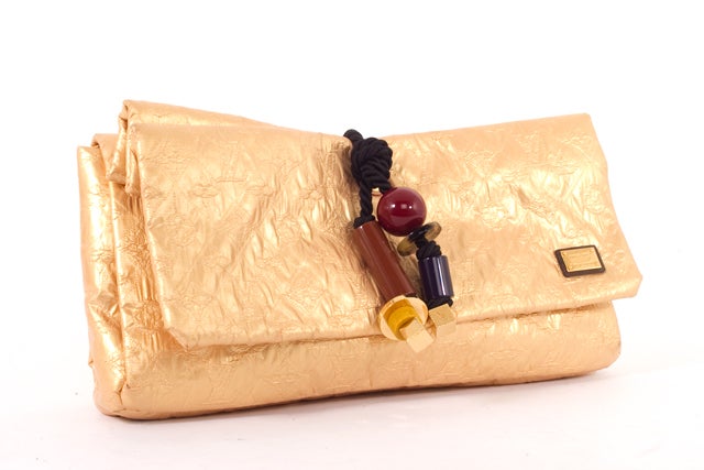 LOUIS VUITTON African Queen Limelight Clutch Bag Gold