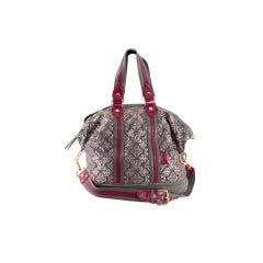 LOUIS VUITTON Large Gray Red Brocade AVIATOR Limited Edition Bag