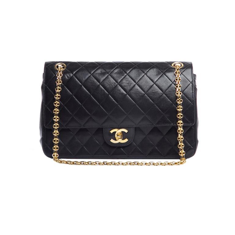 CHANEL Lamb Double Flap Mademoiselle Chain Bag