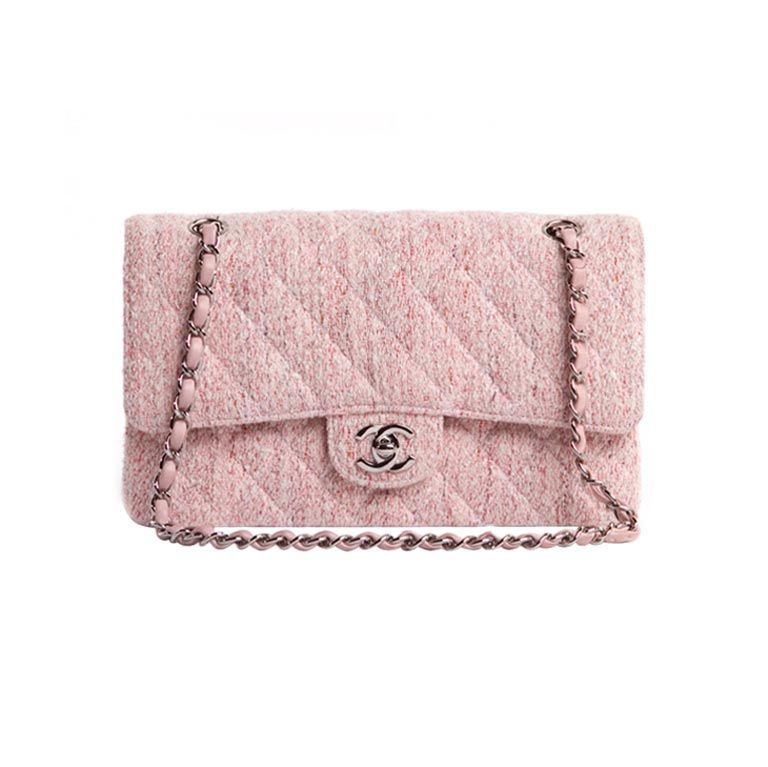 CHANEL Light Tweed Classic Flap Bag For Sale