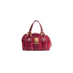 GUCCI Red Leather & Suede AVIATRIX Bag