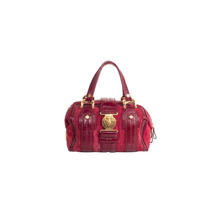 GUCCI Red Leather & Suede AVIATRIX Bag For Sale