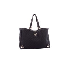 Used GUCCI Monogram GG Black Large ABBEY Work Tote Bag