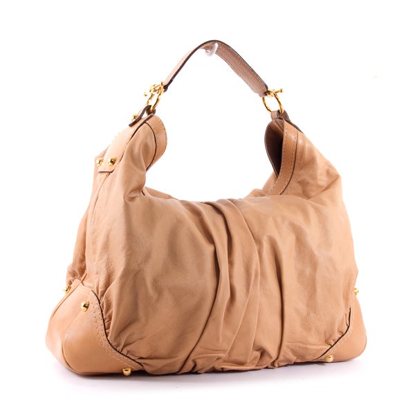 Women's GUCCI Large JOCKEY Hobo Leather Tan Beige Shoudler Bag For Sale