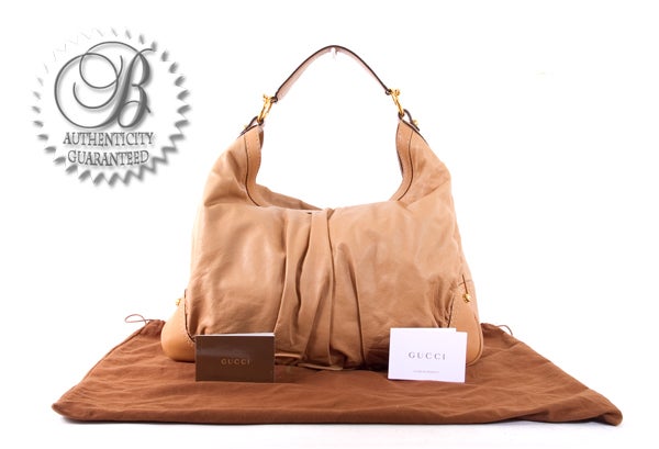 GUCCI Large JOCKEY Hobo Leather Tan Beige Shoudler Bag For Sale 7