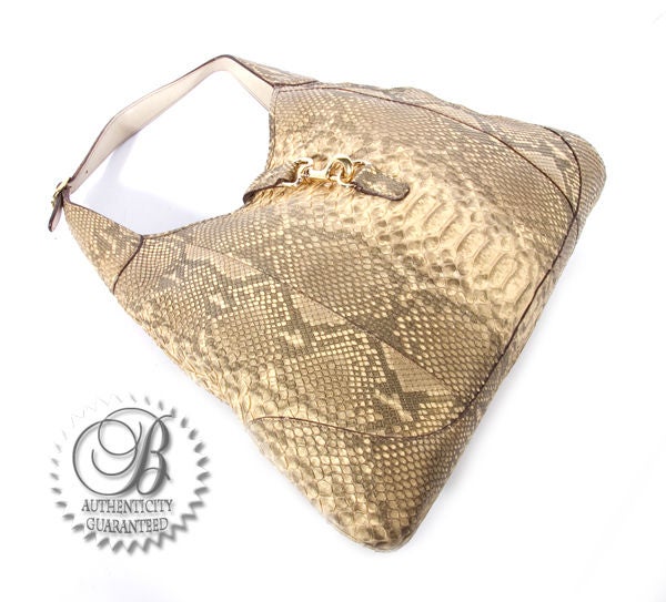 Women's DUPLICATE GUCCI Python Jackie O Bouvier Hobo Shoulder Bag New