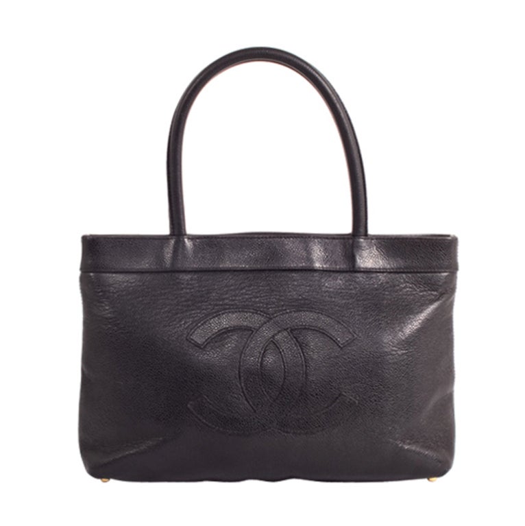 CHANEL Black Caviar Leather Executive Tote Brief Bag For Sale