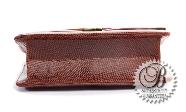 LAMBERTSON TRUEX Brown Lizard Skin Mini Kelly Bag