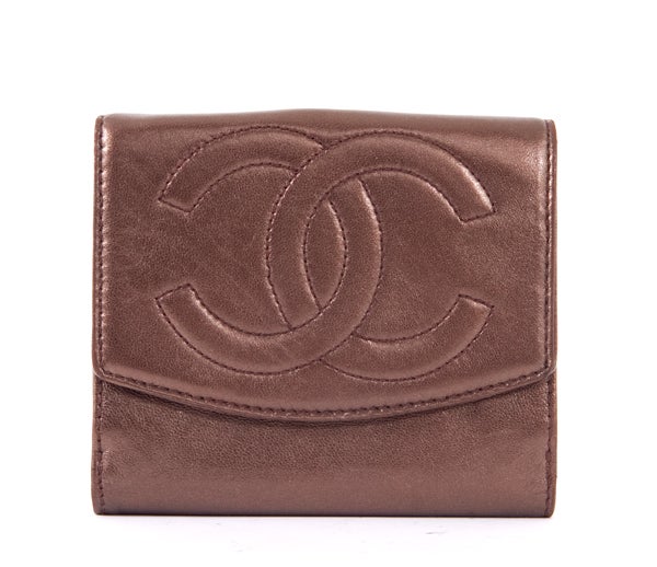 CHANEL Bronze Lambskin Leather French Purse Wallet CC